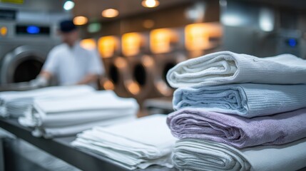 Hotel laundry service with professional textile care and quality linen maintenance, behind-scenes hospitality operations showcasing comprehensive hotel housekeeping and daily cleaning procedure.