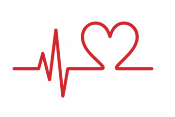 Heartbeat line forming heart shape on transparent background, illustrating health, medical cardiology, and love concepts
