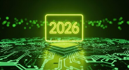 Technological advancement in 2026 a glowing symbol of the future year