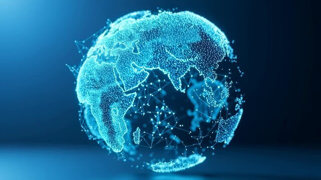Digital Earth Globe Animation Showing Network Connections with Futuristic Technology Style