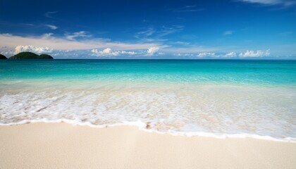 Obraz premium Tropical Beach Background With Soft Wave And White Sand
