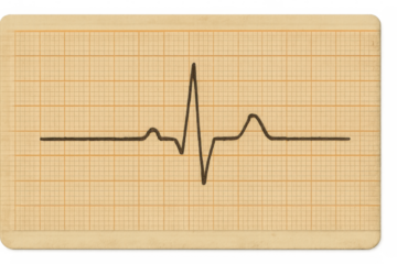 Heart rate tracing on vintage graph paper, electrocardiogram showing a normal sinus rhythm, medical health monitoring