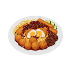 Traditional Indonesian food vector illustration of Empek-empek Palembang