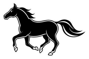 Horse galloping silhouette illustration isolated on white background