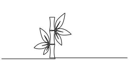 Continuous one line drawing of bamboo. Single line art style bamboo tree drawing for a plantation logo. Fresh evergreen perennial flowering plant concept for plant icon. Pro vector