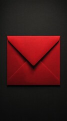 Bright Red Envelope on Dark Surface Ready for Special Delivery or Heartfelt Message