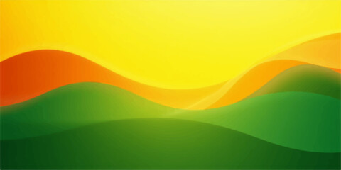 Obraz premium Abstract flowing waves of green orange and yellow creating a vibrant gradient landscape background
