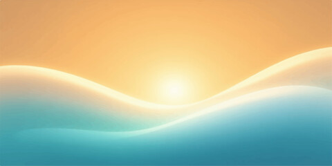 Abstract sunrise over gentle ocean waves with soft gradient background