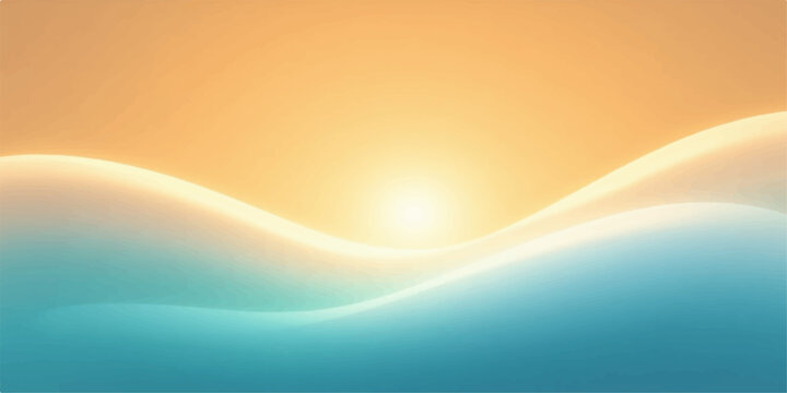 Abstract sunrise over gentle ocean waves with soft gradient background