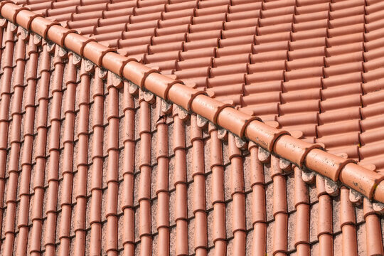 Coimbra, Portugal. Red brick rooftop in Coimbra. 