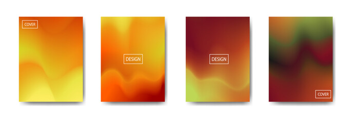 Four Abstract Gradient Backgrounds with Soft Color Blends on White Background