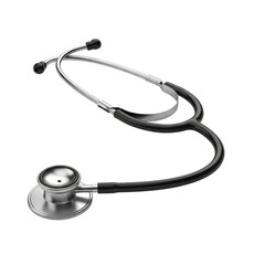 Silver and Black Stethoscope isolated on a transparent background