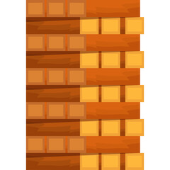 Abstract Geometric Pattern Composed Of Intersecting Wood Plank And Square Shapes In Orange And Yellow Hues With A Transparent Background
