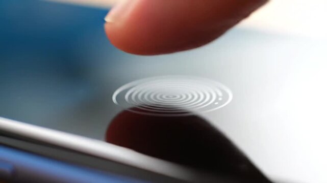 Fingerprint scan on a smartphone screen