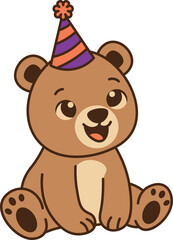 Cartoon Bear with party hat Illustration