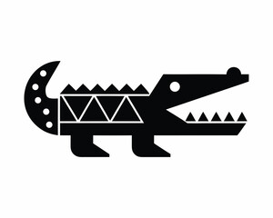 Crocodile swimming icon silhouette illustration isolated on white background