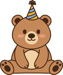 Cartoon Bear with party hat Illustration