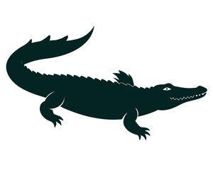 Crocodile swimming silhouette illustration isolated on white background