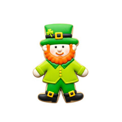 Leprechaun cookie with clover decoration isolated on a transparent background
