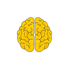 Yellow Brain Graphic isolated on a transparent background