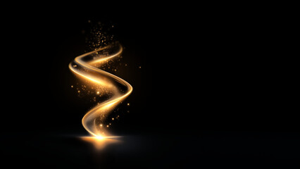 Obraz premium Spiralförmiges Goldlicht auf schwarzem Hintergrund