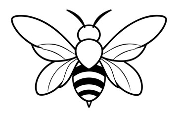 Bee flying silhouette illustration isolated on white background