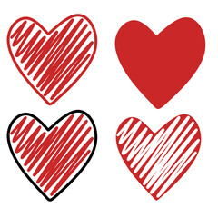 red love icon set isolated on white background