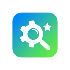 Gear and Magnifying Glass Icon isolated on a transparent background