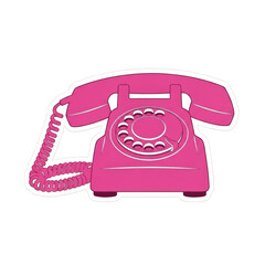 Pink Rotary Telephone Sticker isolated on a transparent background