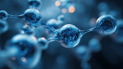 abstract blue connected glass bubbles molecule background abstraction creativity concept 3d rendering  no logos no brands ar 169