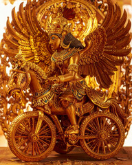 Golden dragon statue and sculpture art symbolizing Asian culture and ancient tradition in a Thai or Chinese temple architecture