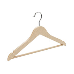 Wooden Clothes Hanger with Metal Hook isolated on a transparent background