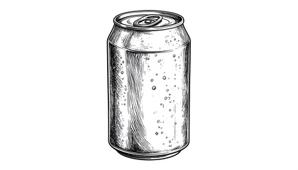 Detailed inked sketch of a soda can