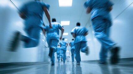 group of doctors running in corridor of hospital emergency concept no logos no brands ar 169