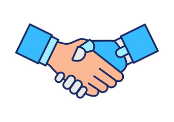 Human and Robot Handshake Flat Colored Icon for Artificial Intelligence and Technology Concept