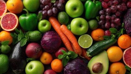 Colorful array of fresh fruits and vegetables (1)