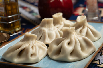 Georgian Khinkali Dumplings on Plate