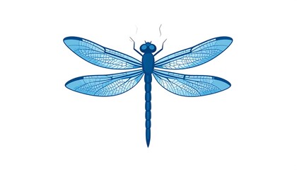 Detailed stylized illustration of a blue dragonfly