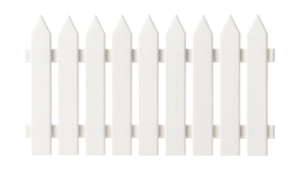 White wooden picket fences for enclosing a charming cottage garden.