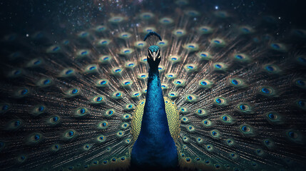星明かりの下の孔雀