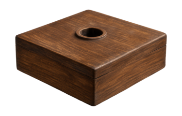 Rustic square wooden umbrella base, perfect for a farmhouse-style porch.