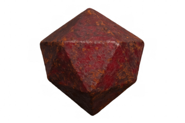 Raw red garnet crystal mineral polygon, natural rough gemstone rock with rustic texture on transparent background