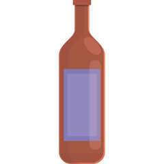 Amber Glass Bottle with Purple Label Placeholder on Transparent Background Vector Illustration