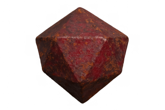 Raw red garnet crystal mineral polygon, natural rough gemstone rock with rustic texture on transparent background