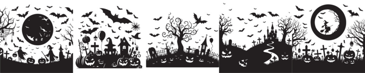 Halloween silhouette background vector