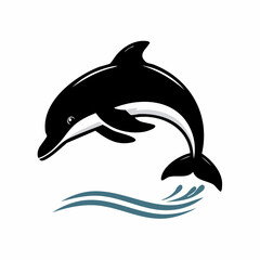 Obraz premium Jumping dolphin graphic illustration isolated on a white background