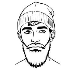 Obraz premium Human Face – teen, genderfluid person, buzz cut, beanie #550