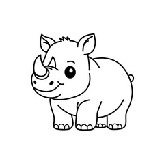 Fototapeta premium animal, cartoon, illustration, vector, rhino, mammal, wild, hippo, wildlife, pig, art, safari, zoo, rhinoceros, nature, elephant, hippopotamus, baby, happy, fun, drawing, cute, clipart, character, ani