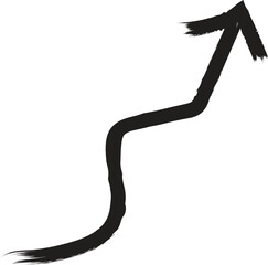 Black Curved Up Arrow Brush Stroke Symbol – Growth, Progress, Success Icon