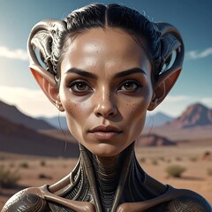 Digital portrait, woman, desert, fantasy